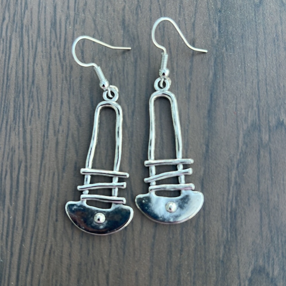 Silver stair geometric hook Earrings